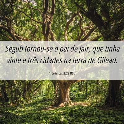 Picture 06 - 1 Crônicas 2:22 BSL - Segub tornou-se o pai de Jair, que tinha vinte e - Bible Verse Picture