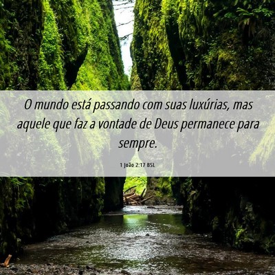 Picture 06 - 1 João 2:17 BSL - O mundo está passando com suas luxúrias, mas - Bible Verse Picture