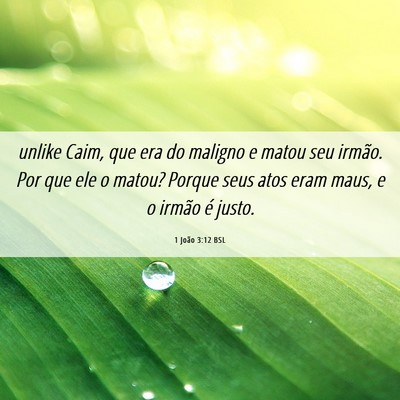Picture 06 - 1 João 3:12 BSL - unlike Caim, que era do maligno e matou seu - Bible Verse Picture