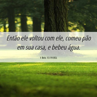 Picture 06 - 1 Reis 13:19 BSL - Então ele voltou com ele, comeu pão em sua - Bible Verse Picture