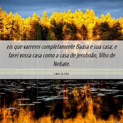 Picture 06 - 1 Reis 16:3 BSL - eis que varrerei completamente Baasa e sua casa; - Bible Verse Picture