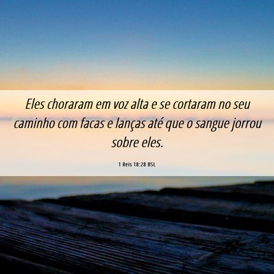 Picture 06 - 1 Reis 18:28 BSL - Eles choraram em voz alta e se cortaram no seu - Bible Verse Picture