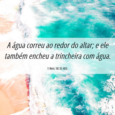 Picture 06 - 1 Reis 18:35 BSL - A água correu ao redor do altar; e ele também - Bible Verse Picture