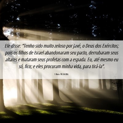 Picture 06 - 1 Reis 19:14 BSL - Ele disse: “Tenho sido muito zeloso por Javé, - Bible Verse Picture