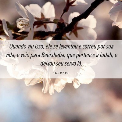 Picture 06 - 1 Reis 19:3 BSL - Quando viu isso, ele se levantou e correu por sua - Bible Verse Picture