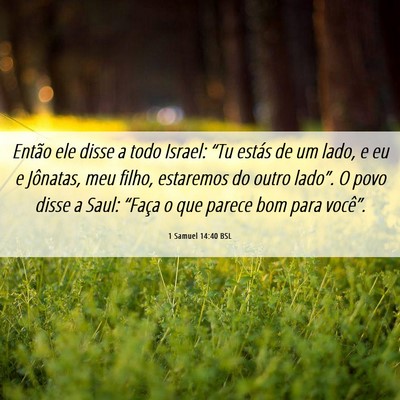 Picture 06 - 1 Samuel 14:40 BSL - Então ele disse a todo Israel: “Tu estás de - Bible Verse Picture