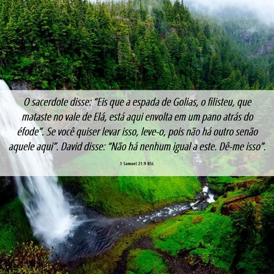 Picture 06 - 1 Samuel 21:9 BSL - O sacerdote disse: “Eis que a espada de Golias, - Bible Verse Picture