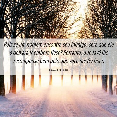 Picture 06 - 1 Samuel 24:19 BSL - Pois se um homem encontra seu inimigo, será que - Bible Verse Picture