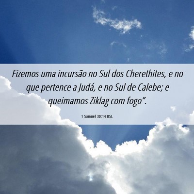 Picture 06 - 1 Samuel 30:14 BSL - Fizemos uma incursão no Sul dos Cherethites, e - Bible Verse Picture