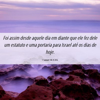 Picture 06 - 1 Samuel 30:25 BSL - Foi assim desde aquele dia em diante que ele fez - Bible Verse Picture