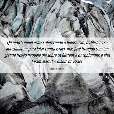 Picture 06 - 1 Samuel 7:10 BSL - Quando Samuel estava oferecendo o holocausto, os - Bible Verse Picture