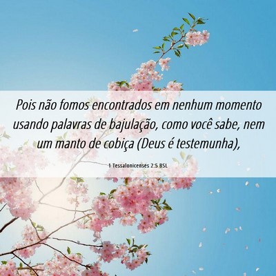 Picture 06 - 1 Tessalonicenses 2:5 BSL - Pois não fomos encontrados em nenhum momento - Bible Verse Picture