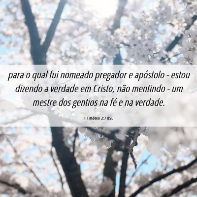 Picture 06 - 1 Timóteo 2:7 BSL - para o qual fui nomeado pregador e apóstolo - - Bible Verse Picture