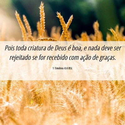 Picture 06 - 1 Timóteo 4:4 BSL - Pois toda criatura de Deus é boa, e nada deve - Bible Verse Picture