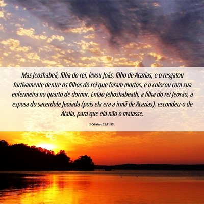 Picture 06 - 2 Crônicas 22:11 BSL - Mas Jeoshabeá, filha do rei, levou Joás, filho - Bible Verse Picture