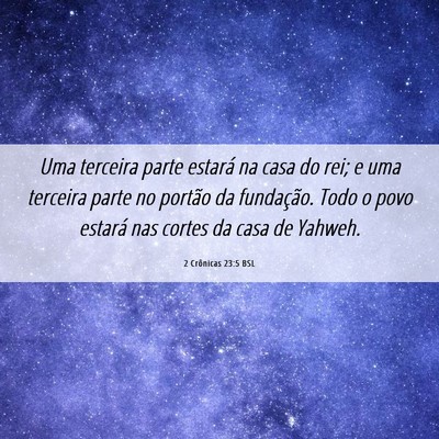 Picture 06 - 2 Crônicas 23:5 BSL - Uma terceira parte estará na casa do rei; e uma - Bible Verse Picture