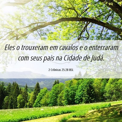 Picture 06 - 2 Crônicas 25:28 BSL - Eles o trouxeram em cavalos e o enterraram com - Bible Verse Picture