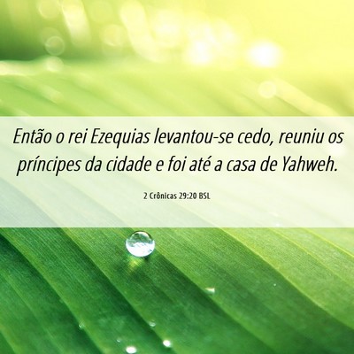 Picture 06 - 2 Crônicas 29:20 BSL - Então o rei Ezequias levantou-se cedo, reuniu os - Bible Verse Picture