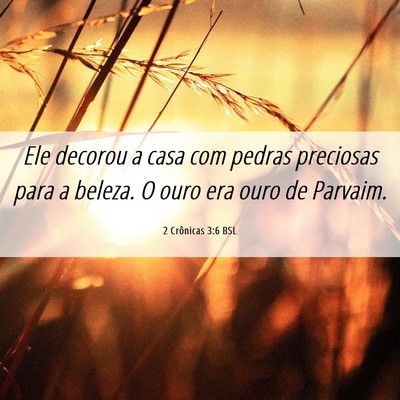 Picture 06 - 2 Crônicas 3:6 BSL - Ele decorou a casa com pedras preciosas para a - Bible Verse Picture