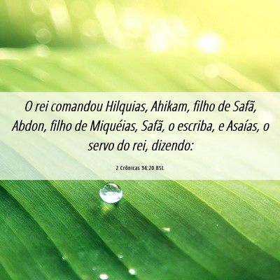 Picture 06 - 2 Crônicas 34:20 BSL - O rei comandou Hilquias, Ahikam, filho de Safã, - Bible Verse Picture