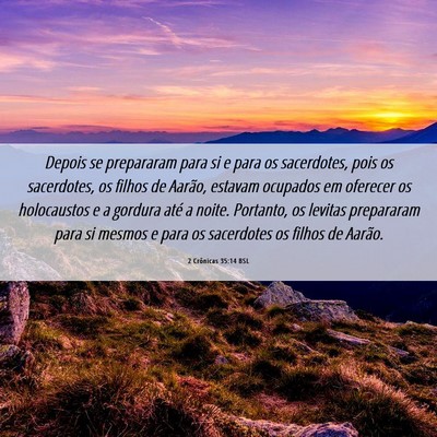 Picture 06 - 2 Crônicas 35:14 BSL - Depois se prepararam para si e para os - Bible Verse Picture