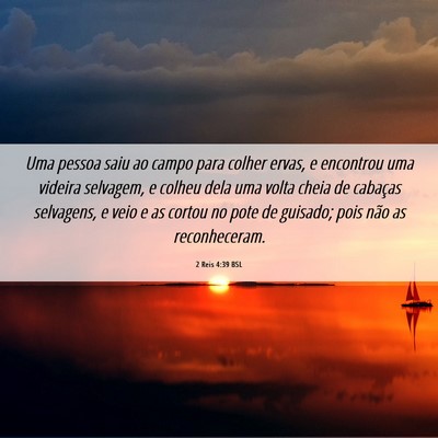 Picture 06 - 2 Reis 4:39 BSL - Uma pessoa saiu ao campo para colher ervas, e - Bible Verse Picture