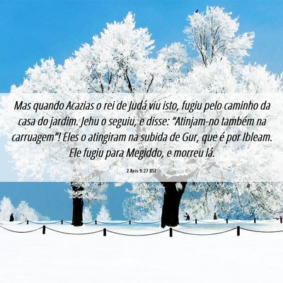 Picture 06 - 2 Reis 9:27 BSL - Mas quando Acazias o rei de Judá viu isto, fugiu - Bible Verse Picture