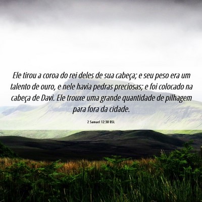 Picture 06 - 2 Samuel 12:30 BSL - Ele tirou a coroa do rei deles de sua cabeça; e - Bible Verse Picture