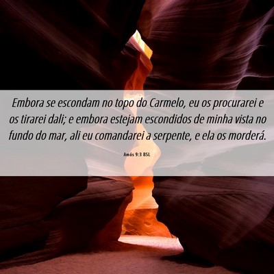 Picture 06 - Amós 9:3 BSL - Embora se escondam no topo do Carmelo, eu os - Bible Verse Picture
