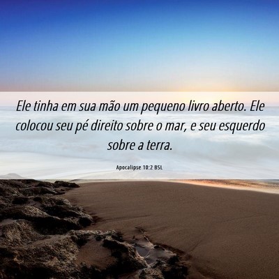 Picture 06 - Apocalipse 10:2 BSL - Ele tinha em sua mão um pequeno livro aberto. - Bible Verse Picture
