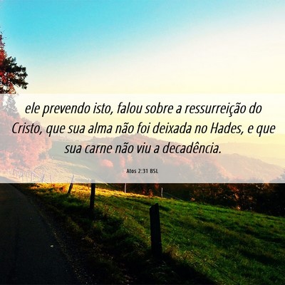 Picture 06 - Atos 2:31 BSL - ele prevendo isto, falou sobre a ressurreição - Bible Verse Picture