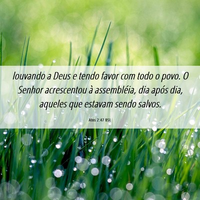 Picture 06 - Atos 2:47 BSL - louvando a Deus e tendo favor com todo o povo. O - Bible Verse Picture