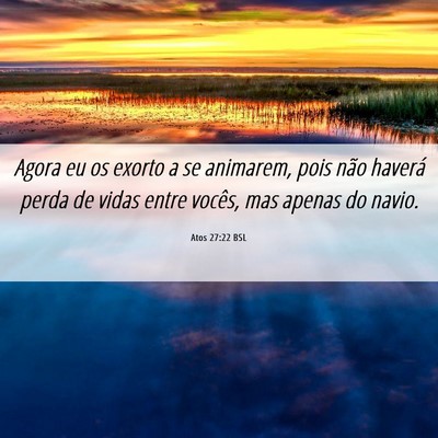 Picture 06 - Atos 27:22 BSL - Agora eu os exorto a se animarem, pois não - Bible Verse Picture