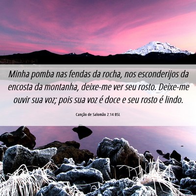 Picture 06 - Canção de Salomão 2:14 BSL - Minha pomba nas fendas da rocha, nos esconderijos - Bible Verse Picture