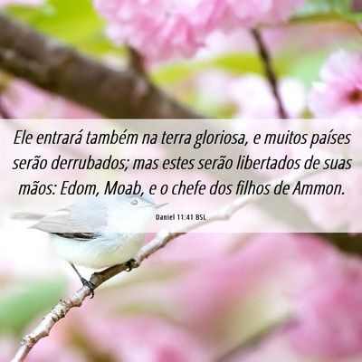 Picture 06 - Daniel 11:41 BSL - Ele entrará também na terra gloriosa, e muitos - Bible Verse Picture