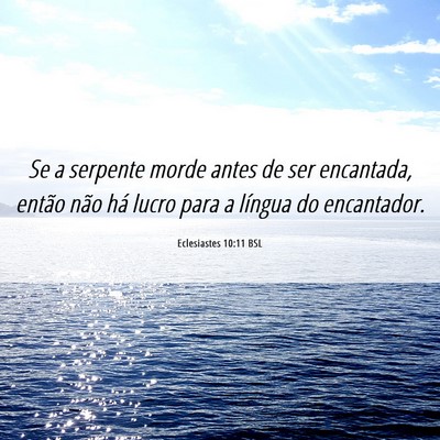 Picture 06 - Eclesiastes 10:11 BSL - Se a serpente morde antes de ser encantada, - Bible Verse Picture