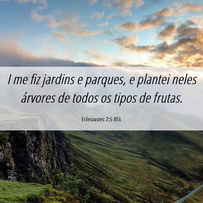 Picture 06 - Eclesiastes 2:5 BSL - I me fiz jardins e parques, e plantei neles - Bible Verse Picture