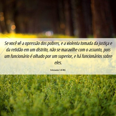 Picture 06 - Eclesiastes 5:8 BSL - Se você vê a opressão dos pobres, e a violenta - Bible Verse Picture
