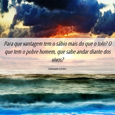 Picture 06 - Eclesiastes 6:8 BSL - Para que vantagem tem o sábio mais do que o - Bible Verse Picture