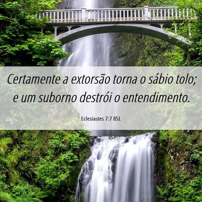 Picture 06 - Eclesiastes 7:7 BSL - Certamente a extorsão torna o sábio tolo; e um - Bible Verse Picture