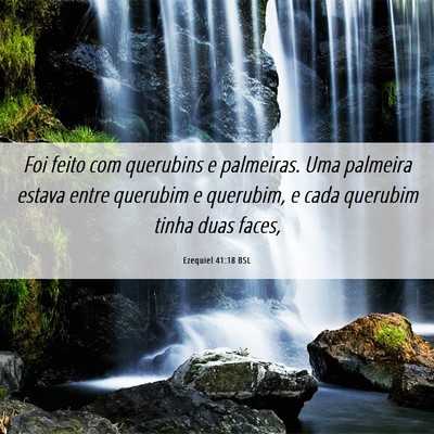 Picture 06 - Ezequiel 41:18 BSL - Foi feito com querubins e palmeiras. Uma palmeira - Bible Verse Picture