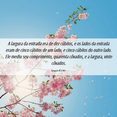 Picture 06 - Ezequiel 41:2 BSL - A largura da entrada era de dez cúbitos, e os - Bible Verse Picture