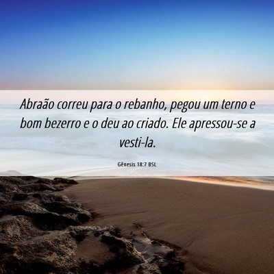 Picture 06 - Gênesis 18:7 BSL - Abraão correu para o rebanho, pegou um terno e - Bible Verse Picture