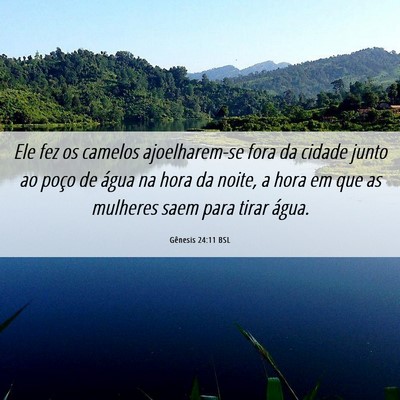 Picture 06 - Gênesis 24:11 BSL - Ele fez os camelos ajoelharem-se fora da cidade - Bible Verse Picture