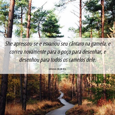 Picture 06 - Gênesis 24:20 BSL - She apressou-se e esvaziou seu cântaro na - Bible Verse Picture