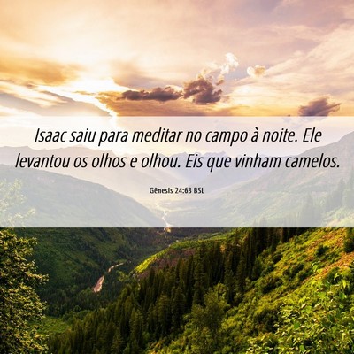 Picture 06 - Gênesis 24:63 BSL - Isaac saiu para meditar no campo à noite. Ele - Bible Verse Picture