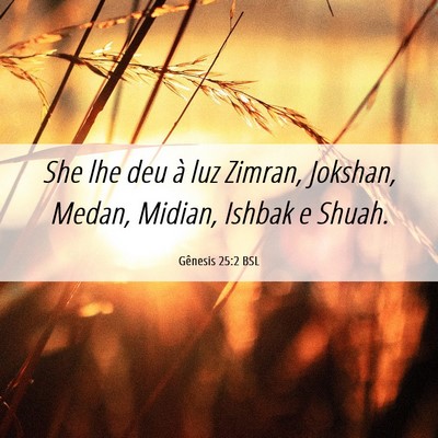 Picture 06 - Gênesis 25:2 BSL - She lhe deu à luz Zimran, Jokshan, Medan, - Bible Verse Picture