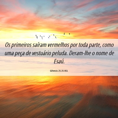 Picture 06 - Gênesis 25:25 BSL - Os primeiros saíram vermelhos por toda parte, - Bible Verse Picture