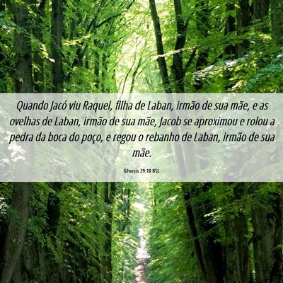 Picture 06 - Gênesis 29:10 BSL - Quando Jacó viu Raquel, filha de Laban, irmão - Bible Verse Picture