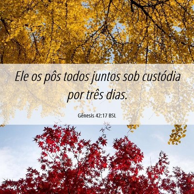 Picture 06 - Gênesis 42:17 BSL - Ele os pôs todos juntos sob custódia por três - Bible Verse Picture